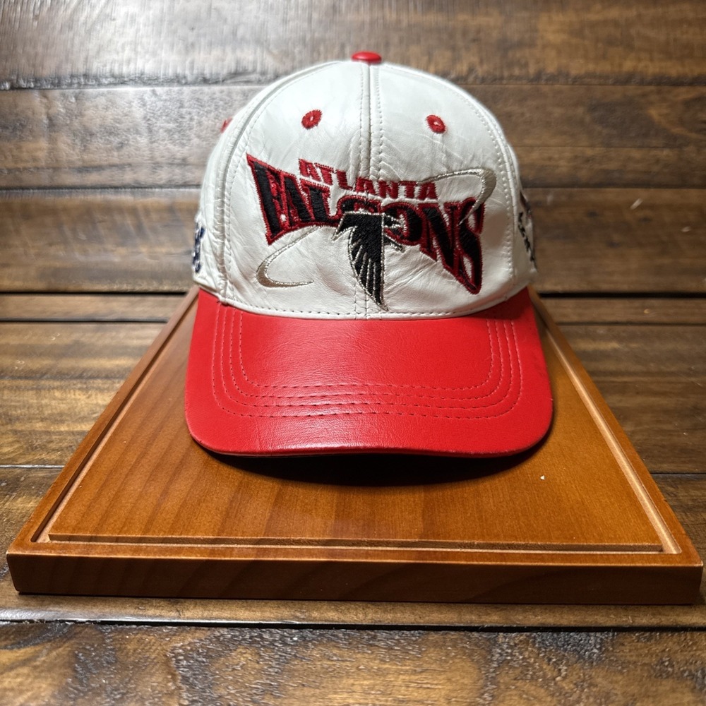 Vintage 90s Atlanta Falcons Leather Snapback Hat Pro Elite NFL Made in USA